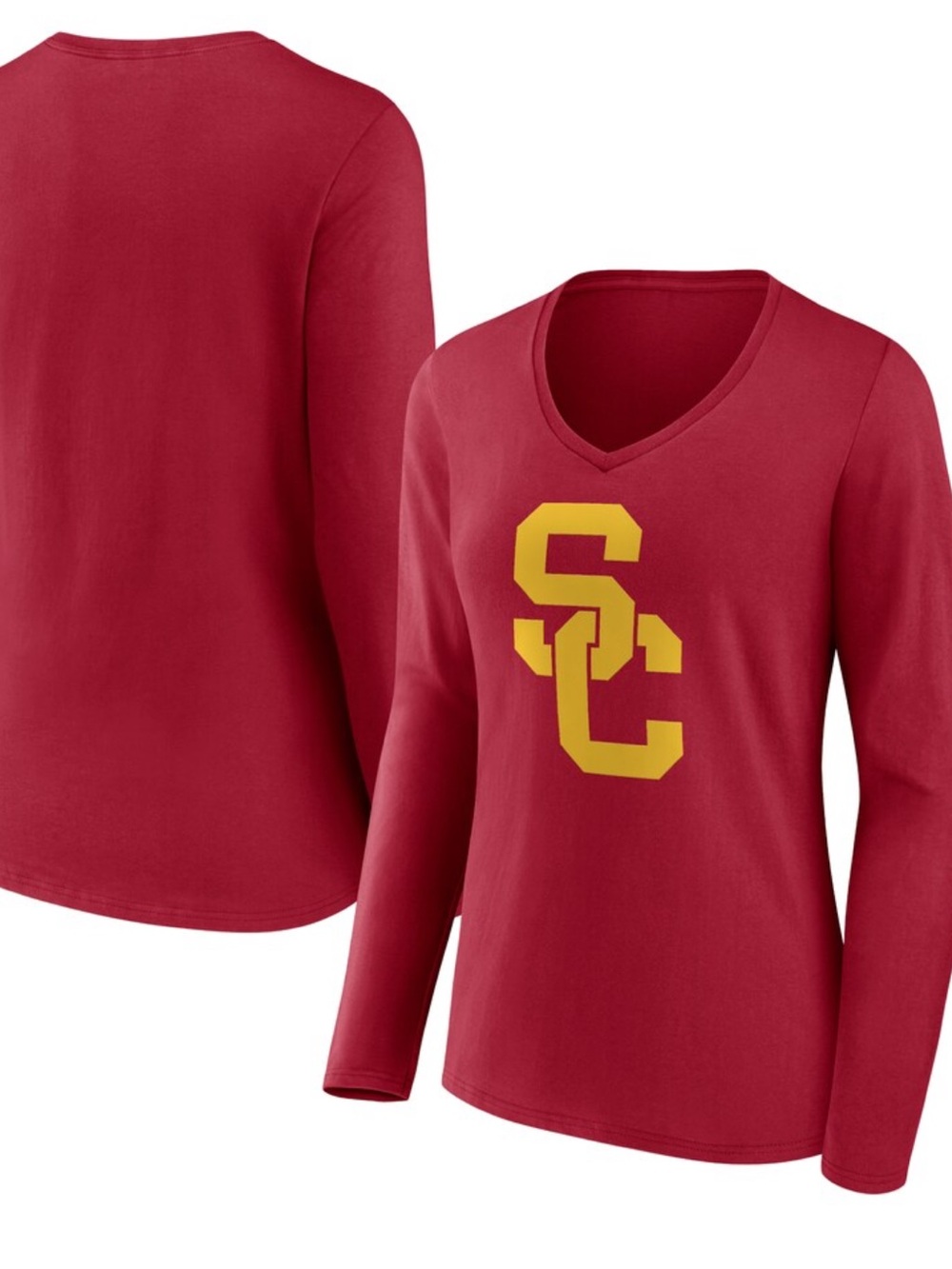 Women's Fanatics USC Trojans long sleeve redshirt w/ yellow 'SC' logo size M